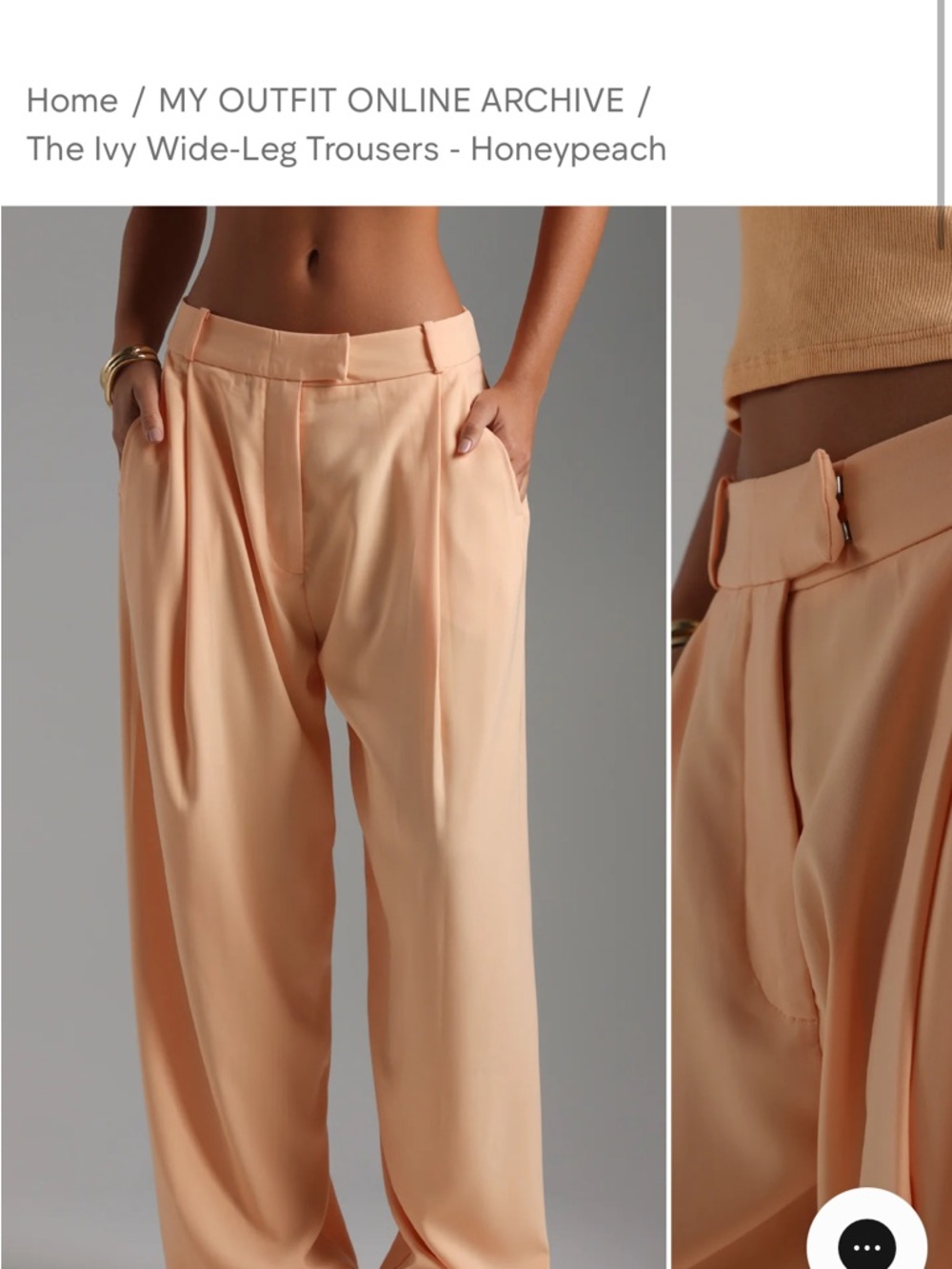 The Ivy Wide-Leg Trousers in Honeypeach